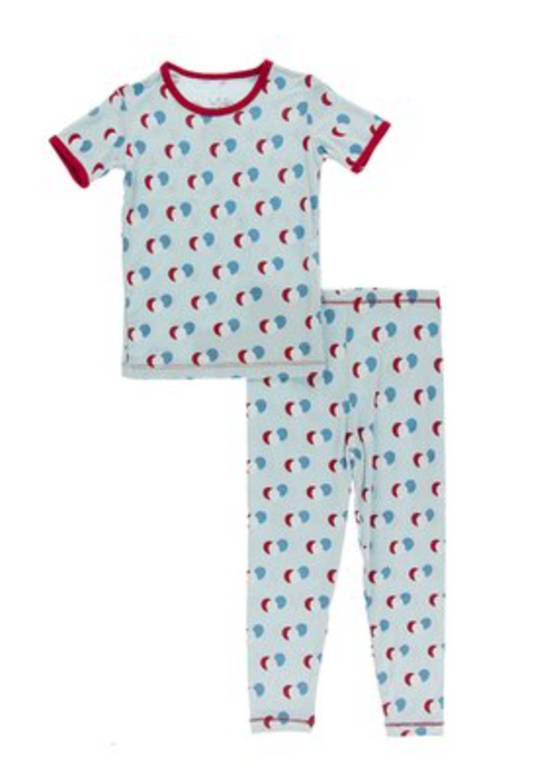 Print Short Sleeve Pajama Set | Spring Sky Birthday