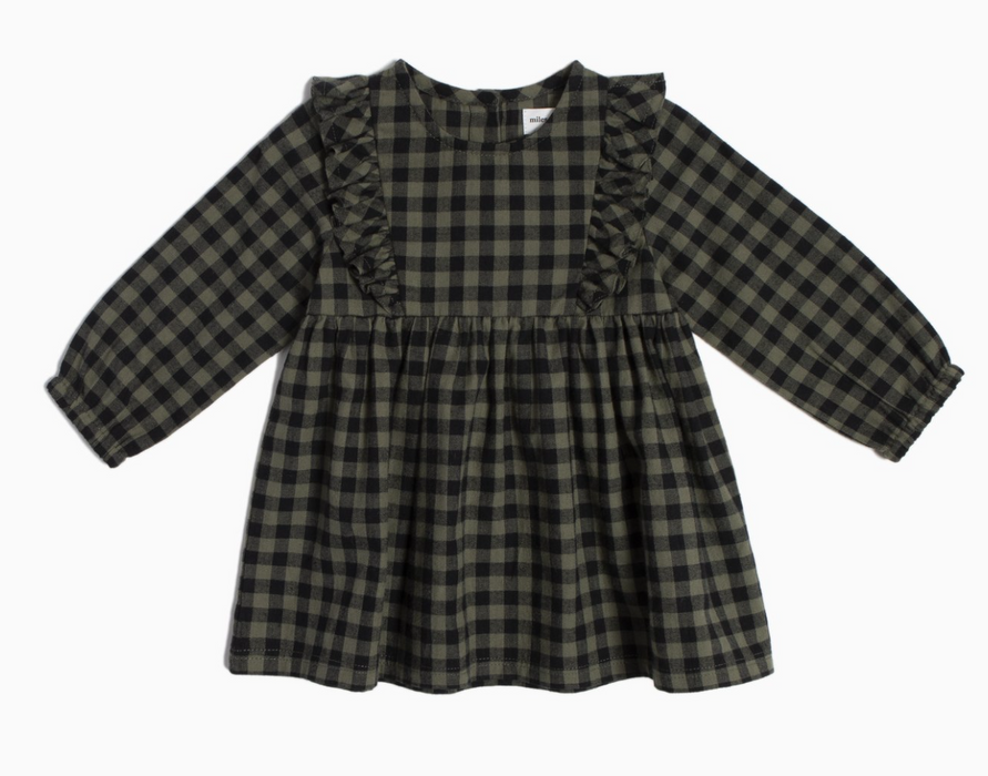 Pine Checkered Print Flannel Dress