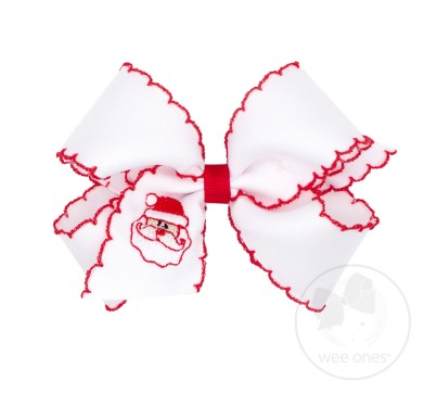 Medium Moonstitch Embroidered Bow | White Santa