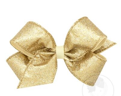 Medium Party Glitter Overlay Bow | Champagne