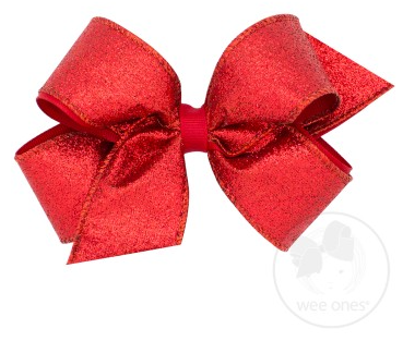Medium Party Glitter Overlay Bow | Red