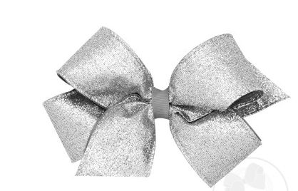 Medium Party Glitter Overlay Bow | Silver