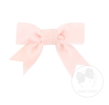 Mini Velvet Bow with Tails | Light Pink
