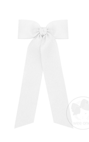 Streamer Grosgrain Hair Bow | White