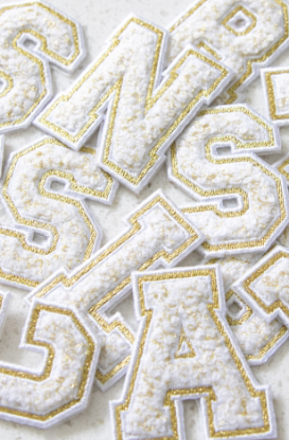 Chenille Letter Patch | White