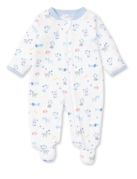 Puppy Party Footie with Zipper | Blue