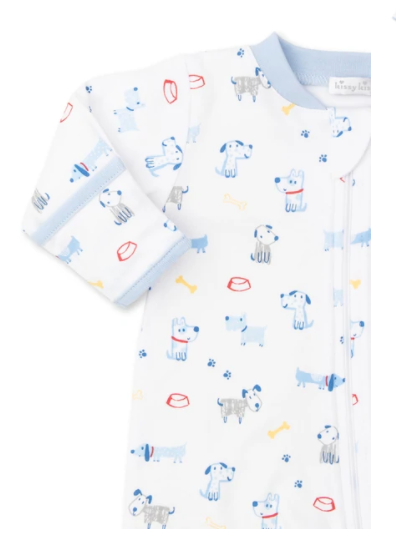 Puppy Party Footie with Zipper | Blue