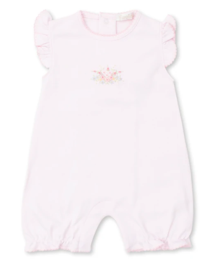 Pemier Spring Spray Hand Embroidered Short Playsuit | Pink