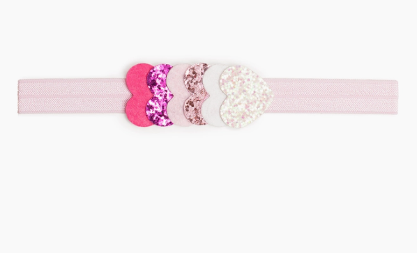 Pink Hearts Soft Headband