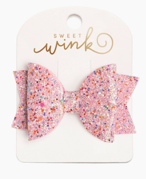 Pink Sprinkle Bow Clip