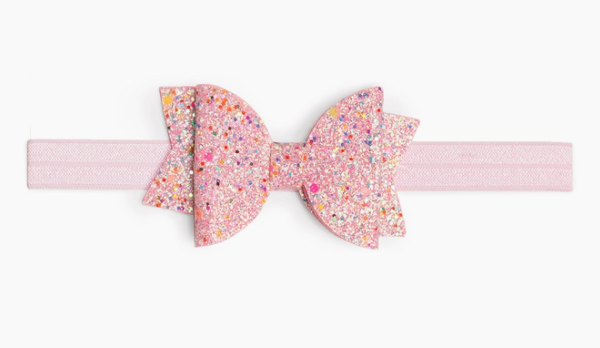 Pink Sprinkle Bow Soft Headband