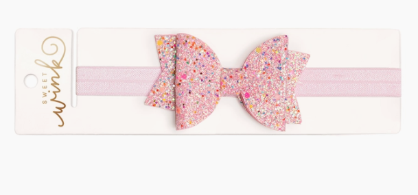 Pink Sprinkle Bow Soft Headband