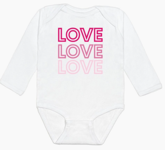 Love, Love, Love Long Sleeve Bodysuit