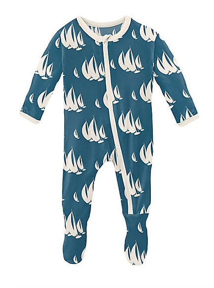 Print Footie with Zipper | Deep Sea Sailboat Race
