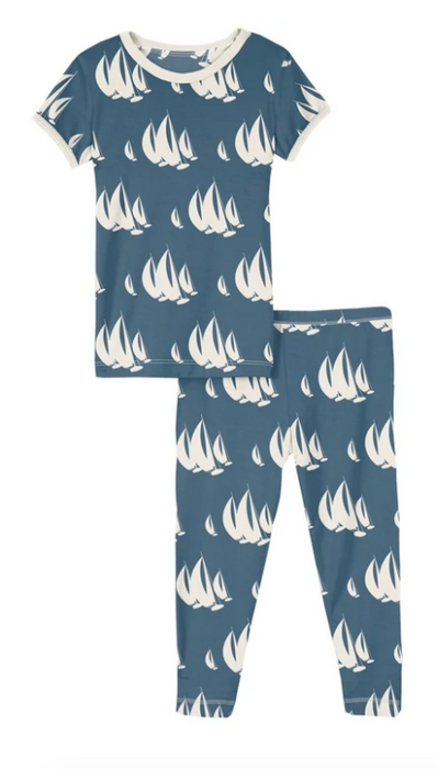 Print Short Sleeve Pajama Set | Deep Sea Sailboat Race