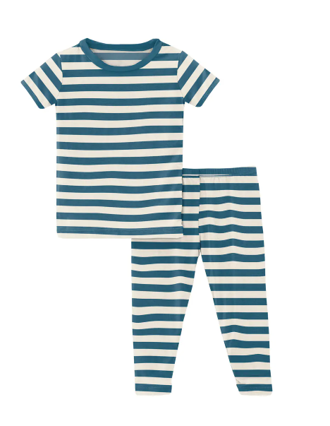 Print Short Sleeve Pajama Set | Nautical Stripe