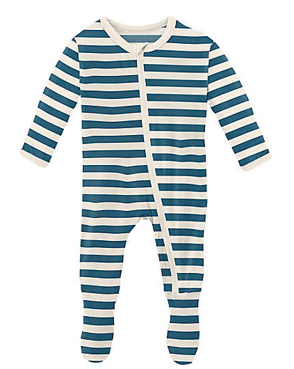 Print Footie with Zipper | Nautical Stripe