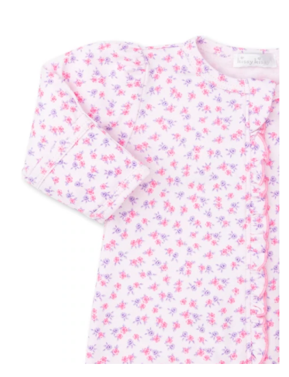 Ditsy Blooms Pink Footie with Zipper