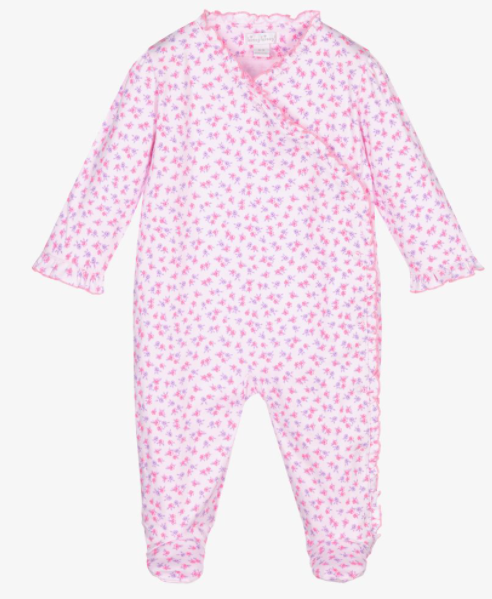 Ditsy Blooms Ruffle Pink Footie with Snaps