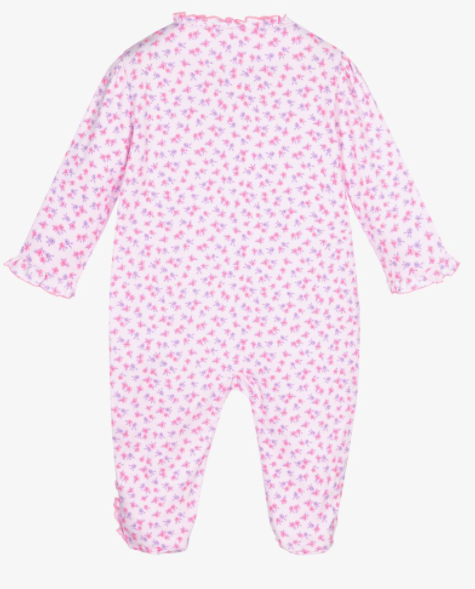 Ditsy Blooms Ruffle Pink Footie with Snaps