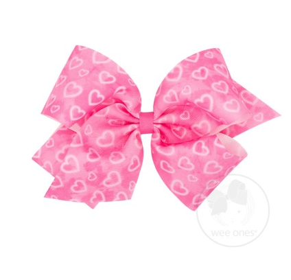 King Pink Valentine Heart Grosgrain Bow