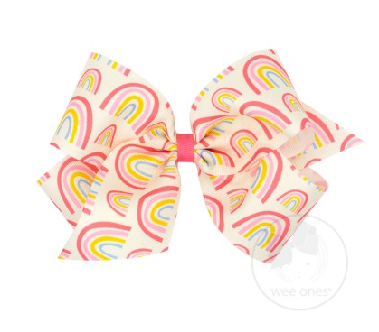 King Antique White with Rainbows Grosgrain Bow