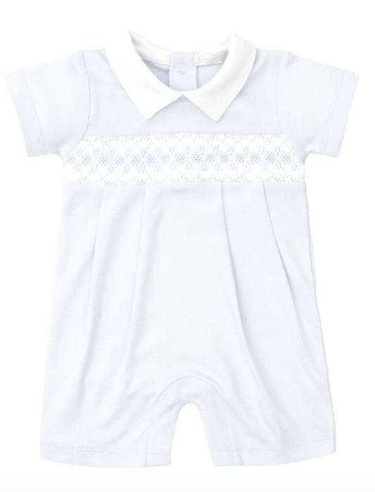 CLB Summer 22 Short Light Blue Playsuit with Hand Smocking