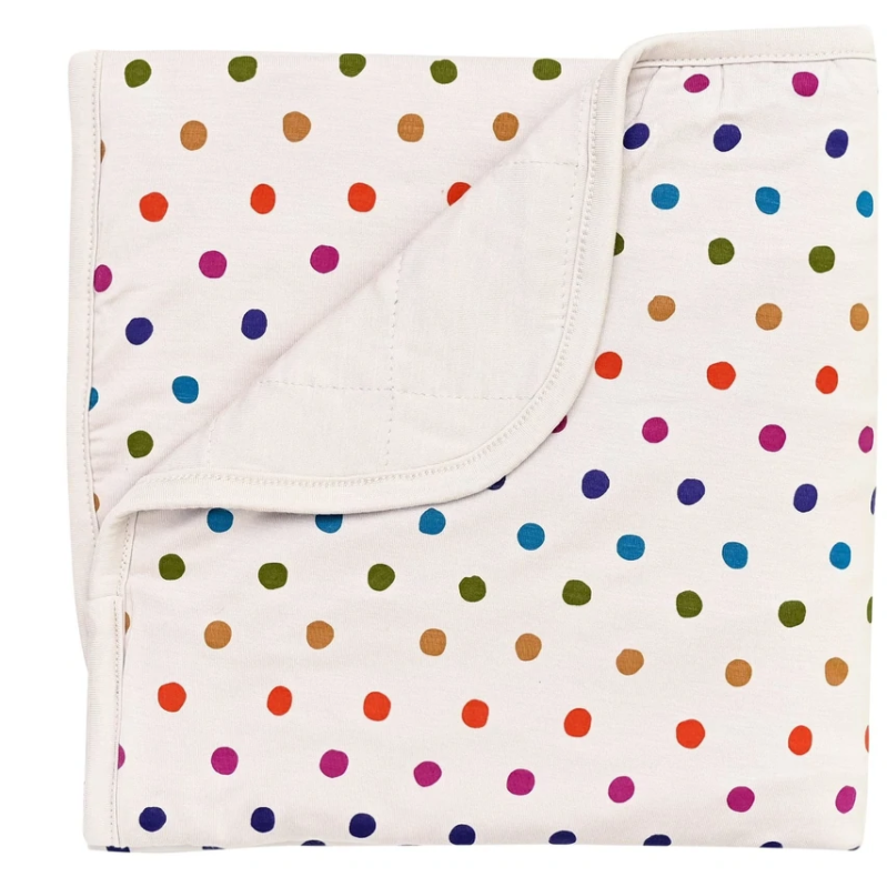Kyte Printed Baby Blanket | Oat Polka Dot
