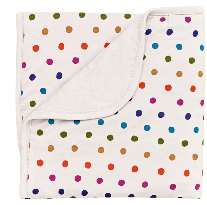 Kyte Printed Baby Blanket | Oat Polka Dot