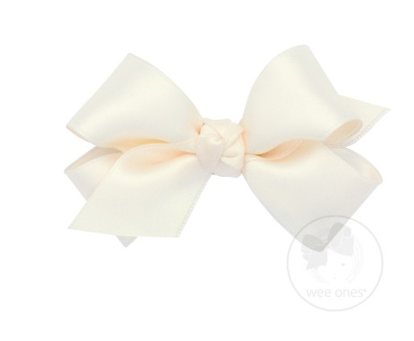 Mini French Satin Basic Bow | Ecru