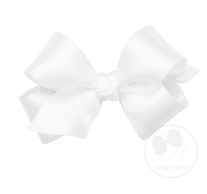 Mini French Satin Basic Bow | White