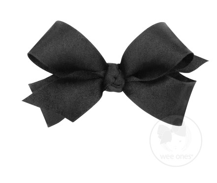 Mini French Satin Basic Bow | Black