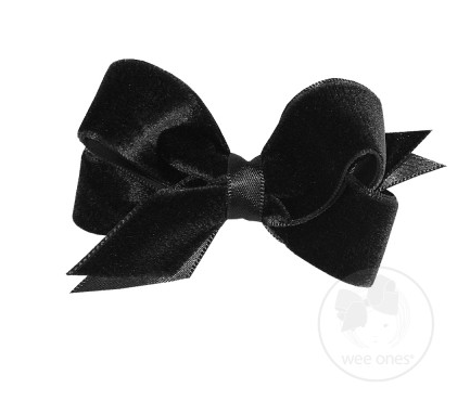 Mini Satin Lined Velvet Bow | Black