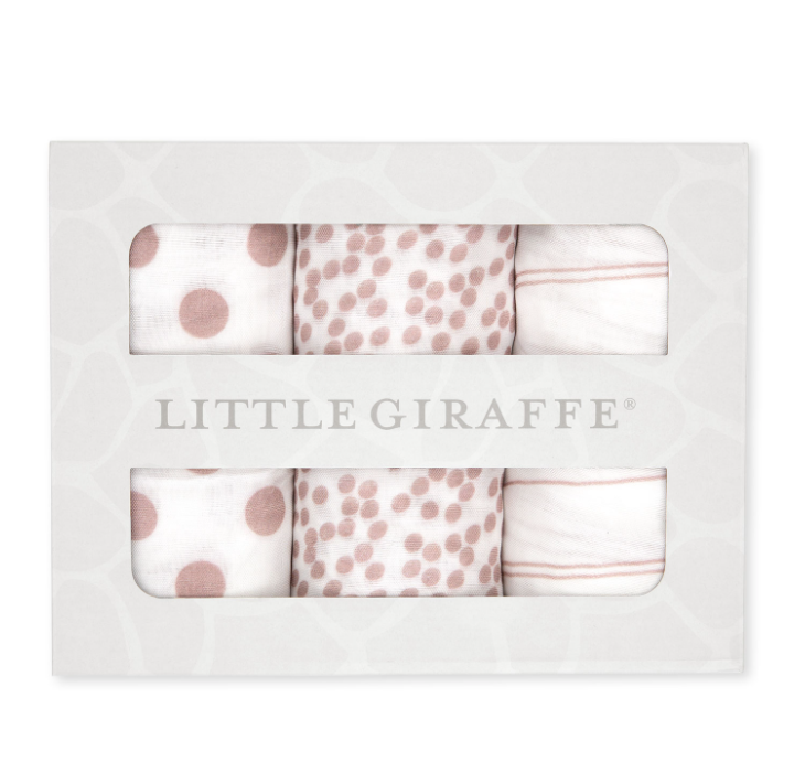 Bamboo Swaddles Dots and Stripes | Dusty Pink