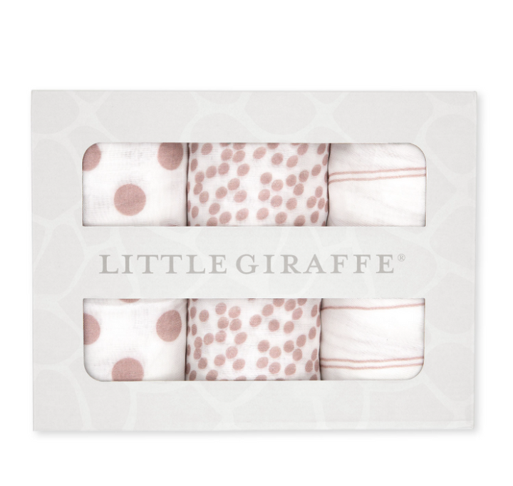 Bamboo Swaddles Dots and Stripes | Dusty Pink