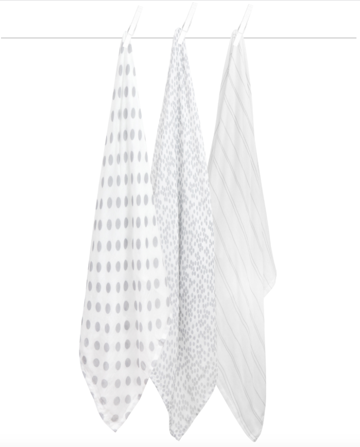Bamboo Swaddles Dots and Stripes | Silver