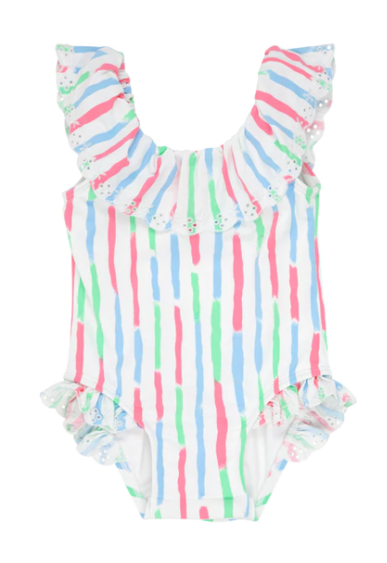 Sandy Lane Swimsuit | White Sand Watercolor