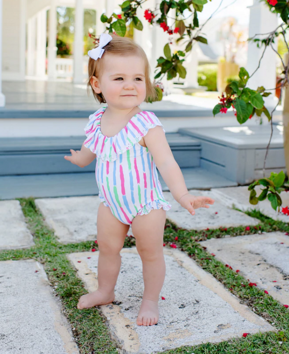 Sandy Lane Swimsuit | White Sand Watercolor