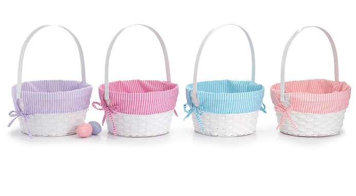 Sm Peach Stripe Easter Basket