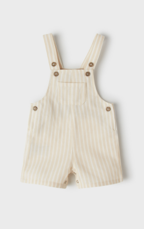 Beige Stripe Linen Overall | 1654
