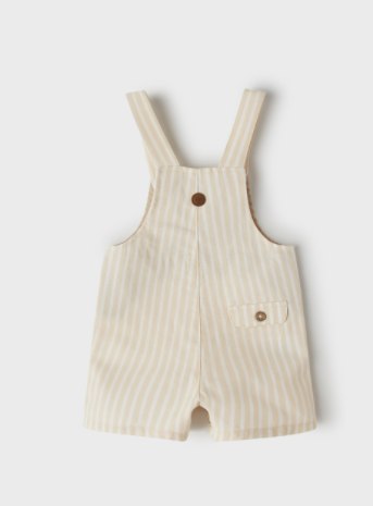 Beige Stripe Linen Overall | 1654