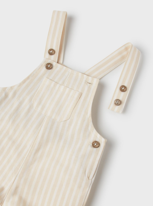 Beige Stripe Linen Overall | 1654