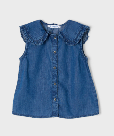 Sleeveless Denim Button Down | 3128