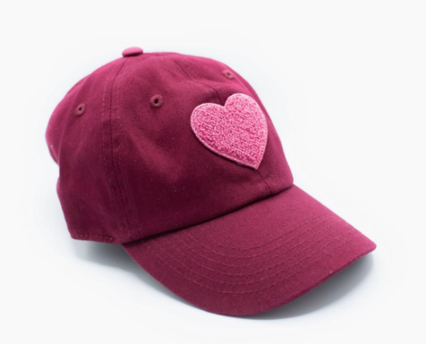 Maroon Hat with Light Pink Heart