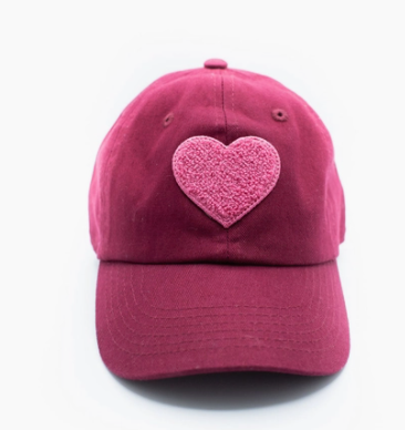 Maroon Hat with Light Pink Heart
