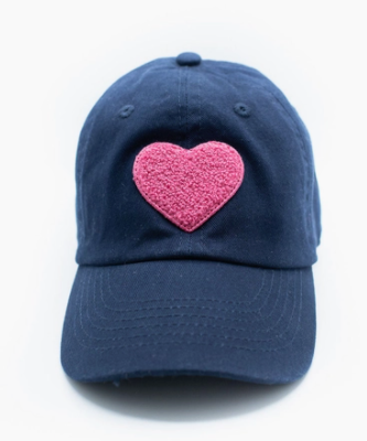Navy Hat with Light Pink Heart