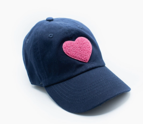 Navy Hat with Light Pink Heart
