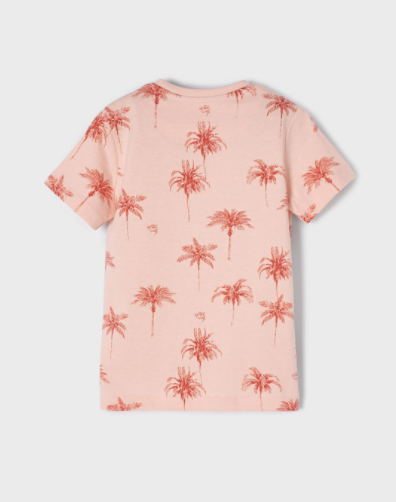 Dusty Pink Palm Tree Short Sleeve Shirt | 3019