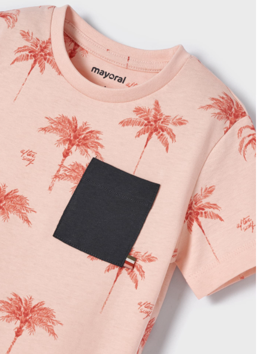 Dusty Pink Palm Tree Short Sleeve Shirt | 3019