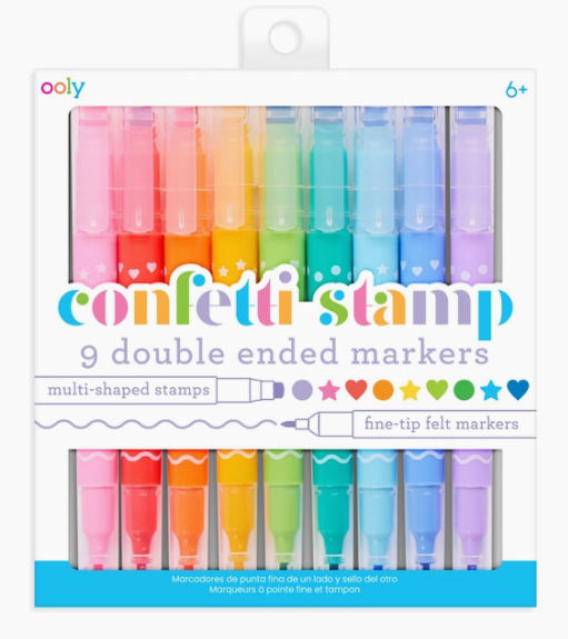 Confetti Stamp Double-Ended Markers | Set of 9